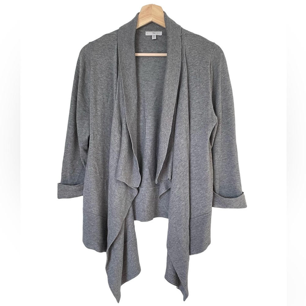 Gap Drape Cardigan Sweater, Cotton/Modal, Gray, Women’s Size M